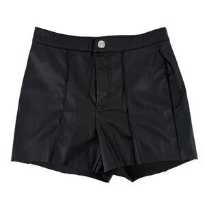 Wild Fable Shorts Size 0 Faux Leather High Rise Black Front Seam Biker Vegan